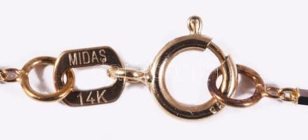 Fehérarany és sárga arany (Au) anker nyaklánc, jelzett, 2016 utáni fémjel, 14 karátos arany, h: 48 c...