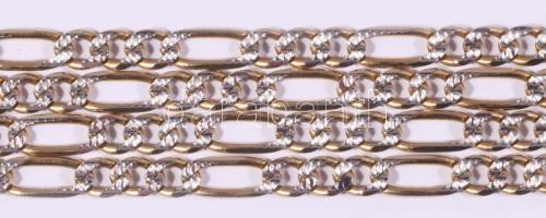 Fehérarany és sárga arany (Au) 3+1 figaro nyaklánc. Midas jelzéssel, 14k, h: 49 cm, nettó 11,75g