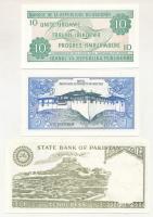 Bhután DN (1986) 1N + Burundi 1997. 10Fr + Pakisztán DN (1993-1999) 10R T:UNC-AU egyiken tűlyukak
B...