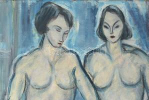 Jelzés nélkül, 1920-40 körül: Női aktok. Olaj, vászon. Dekoratív fakeretben. 80×60 cm