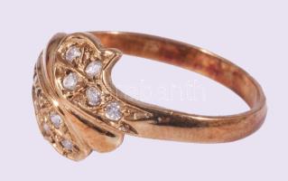 Gyűrű, cirkónnal, rozé arany 14K jelzett 2,45 g m: 52