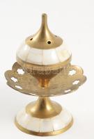 Réz füstölőedény gyöngyház rárakással, m: 10 cm