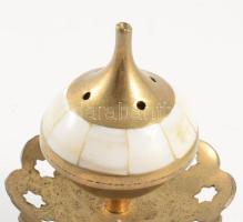 Réz füstölőedény gyöngyház rárakással, m: 10 cm