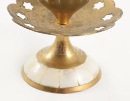 Réz füstölőedény gyöngyház rárakással, m: 10 cm