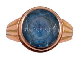 Gyűrű, nagy akvamarinnal, sárga arany 14K jelzett 7,26 g m: 60 kő 10 mm