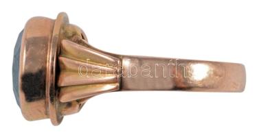 Gyűrű, nagy akvamarinnal, sárga arany 14K jelzett 7,26 g m: 60 kő 10 mm