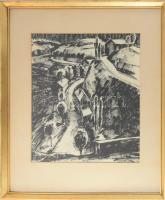 Czumpf Imre (1898-1973): Postumia/Postojna (Szlovénia/Slovenia), 1938. Tus, papír, jelzett. Üvegezett, kissé sérült fakeretben, 42,5×37,5 cm