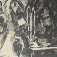 Czumpf Imre (1898-1973): Postumia/Postojna (Szlovénia/Slovenia), 1938. Tus, papír, jelzett. Üvegezet...