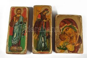 3 db modern bolgár ikon, pecséttel jelzettek. m: 25 cm
