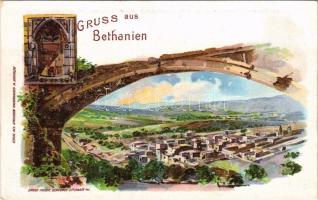 Gruss aus Bethanien. Verlag des Syrischen Waisenhauses in Jerusalem, Friedr. Schoembs. Judaica litho / Bethany