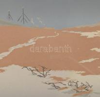 Olvashatatlan jelzéssel: Téli szán. Szitanyomat, papír. Üvegezett fakeretben. 21x51 cm