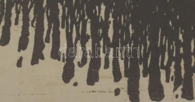 Jelzés nélkül (Dobai Székely Andor?): Szecessziós grafika. Linómetszet, papír. Üvegezett fakeretben....