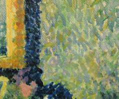 Jelzés nélkül (Balla Béla?): Enteriőr festménnyel. Olaj, karton. Dekoratív fakeretben. 31x36 cm