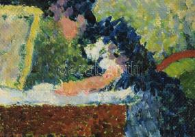 Jelzés nélkül (Balla Béla?): Enteriőr festménnyel. Olaj, karton. Dekoratív fakeretben. 31x36 cm