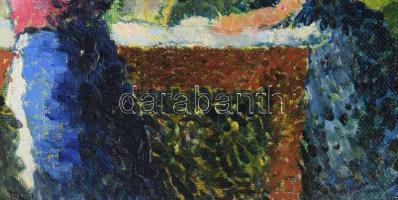 Jelzés nélkül (Balla Béla?): Enteriőr festménnyel. Olaj, karton. Dekoratív fakeretben. 31x36 cm