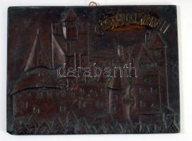 3 db erdélyi városképes réz fali dísz. 17-28 cm Bran. Cluj, Brasov Brassó, Kolozsvár