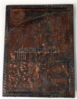 3 db erdélyi városképes réz fali dísz. 17-28 cm Bran. Cluj, Brasov Brassó, Kolozsvár