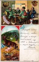 1899 Waidmanns Heil! No. 506. / hunting art postcard. litho (vágott / cut)
