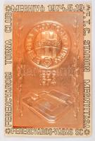 1974 FTC Stadion megnyitása, meghívó Ferencváros-Vasas mérkőzésre, fém plakett, szövettel borított, 13,5x9 cm