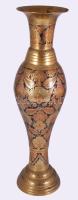 Zománcozott mintás réz nagyváza, m: 45 cm