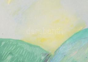 Bikácsi Daniela (1943- ): Elképzelt táj, akvarell, papír, jelzett. Dekoratív, üvegezett fa keretben,...