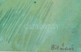 Bikácsi Daniela (1943- ): Elképzelt táj, akvarell, papír, jelzett. Dekoratív, üvegezett fa keretben,...