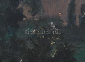 Keleti (Kelety) Gábor (1870-?): Naplemente, olaj, karton, jelzés nélkül, bal alsó és jobb alsó sarká...