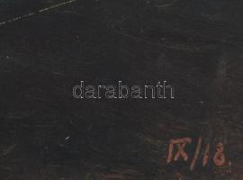 Keleti (Kelety) Gábor (1870-?): Naplemente, olaj, karton, jelzés nélkül, bal alsó és jobb alsó sarká...