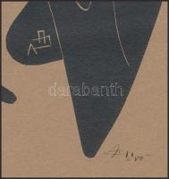 Augustin Cardenas (1927-2001): Kompozíció, 1959. Linómetszet, papír. Jelzett. Hajtásnyommal. 29,5x21...