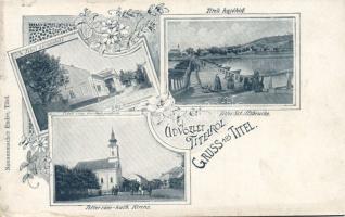 Titel with catholic church and pontoon bridge