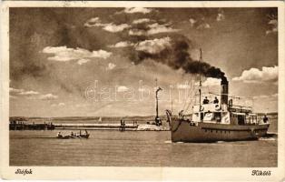 Siófok, kikötő, gőzhajó (gyűrődés / crease)
