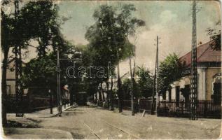 Budapest XVI. Rákosszentmihály, Rákosi út, villamos, cukrászda (fa)