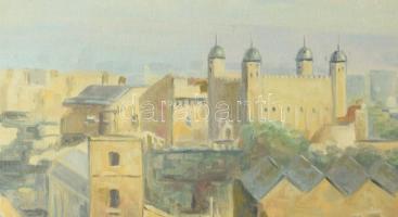 Stewers jelzéssel: Katonai repülőgépek London felett. Olaj, vászon. Jelzett. Apró felületi sérülések...