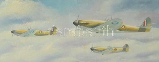 Stewers jelzéssel: Katonai repülőgépek London felett. Olaj, vászon. Jelzett. Apró felületi sérülések...