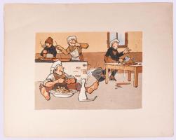 cca 1905-1915 Pajtás Ödön (Szmrecsányi Ödön) (1874-1954): Katonai témájú, huszárokat ábrázoló karika...