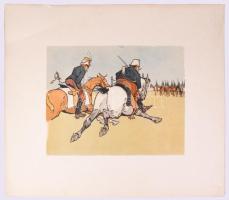 cca 1905-1915 Pajtás Ödön (Szmrecsányi Ödön) (1874-1954): Katonai témájú, huszárokat ábrázoló karika...