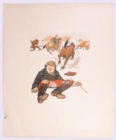 cca 1905-1915 Pajtás Ödön (Szmrecsányi Ödön) (1874-1954): Katonai témájú, huszárokat ábrázoló karika...