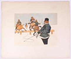 cca 1905-1915 Pajtás Ödön (Szmrecsányi Ödön) (1874-1954): Katonai témájú, huszárokat ábrázoló karika...