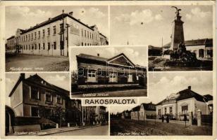 Budapest XV. Rákospalota, Községi elemi iskola, Hubay tér, hősök szobra, Erzsébet utcai iskola, Wagn...