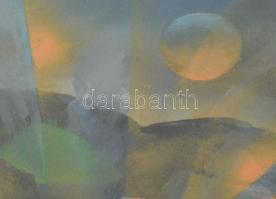 Kőmíves István (1949-2007): Budai este, 1981. Vegyes technika, papír. Jelzett. Üvegezett fakeretben....