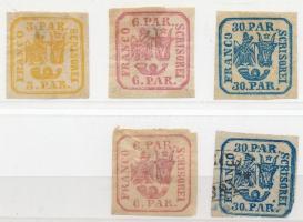 1862/1864 Forgalmi sor + másodpéldányok Mi 8-10