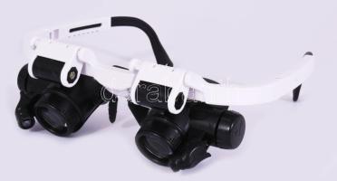 Led világítással nagyítós ékszerész szemüveg, dobozában