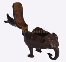 Kínai bronz madár figurális ékszertartó, m: 7 cm