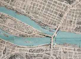 1963 Budapest távlati térképe, belső terület, tervezte és rajzolta: Mácsai István és Kass János, kia...