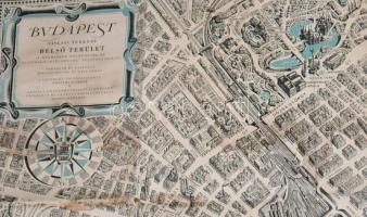 1963 Budapest távlati térképe, belső terület, tervezte és rajzolta: Mácsai István és Kass János, kia...
