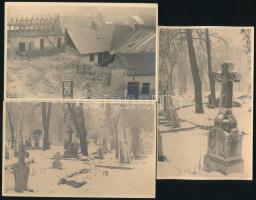 1937 Orphanidesz János (1876-1939) Budapest, Tabán (temető, halálra ítélt Tabán), 3 db fotó, jelzés nélkül, némelyik feliratozva, 13,5×8,5 cm