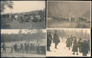 1933 Orphanidesz János (1876-1939) Vadászat, 4 db fotó, jelzés nélkül, egyik feliratozva, 9×14 cm