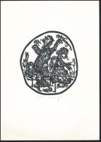 Banga Ferenc (1947-): Utópia (az 1986-ban az Újpest Galéria első kiállítására megjelent mappából). Linómetszet, papír, jelzett és számozott (187/300). 12,5x11,5 cm.