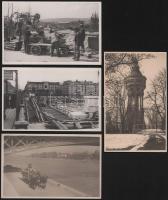 cca 1935-1937 Orphanidesz János (1876-1939): Budapest, Margitsziget, Margit híd, útépítés a hídon, gerendázat, stb., 4 db fotó, jelzés nélkül, 9×14 cm