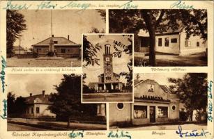 Kápolnásnyék, Hősök szobra és rendőrségi laktanya, Vörösmarty Mihály szülőháza, Római katolikus templom, Községháza, Hangya szövetkezet üzlete (fa)